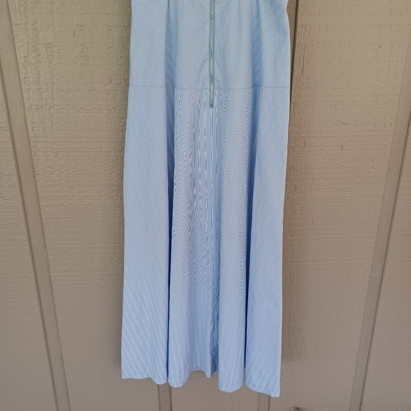 Tela Bahamas Maxi Dress Size S Women Preppy Cotton Pockets Smocked Blue Striped - Picture 8 of 16